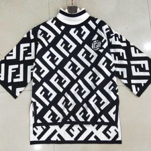 fendi poncho black and white